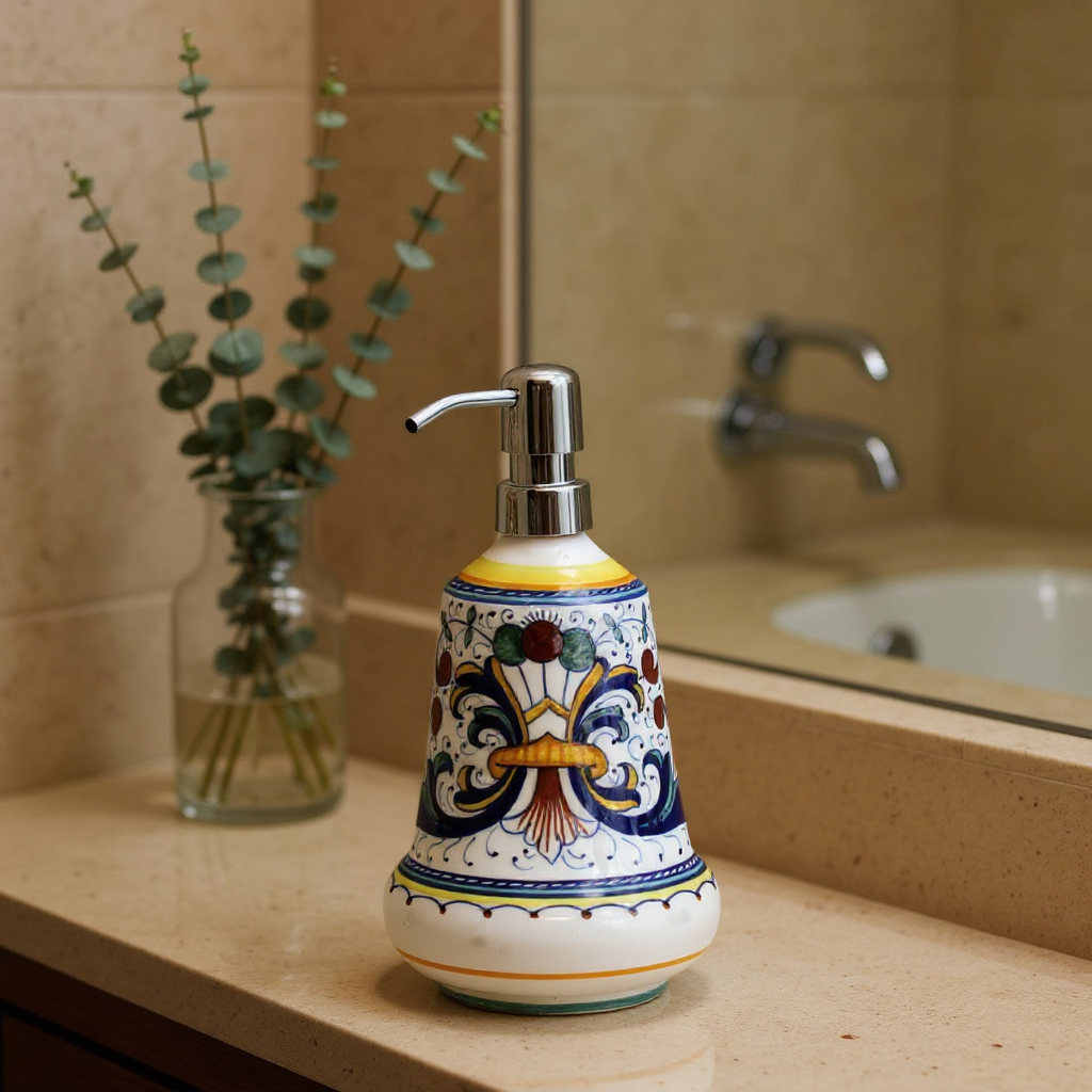 RICCO DERUTA CLASSICO : Distributeur de savon liquide/lotion avec pompe chromée (Moyen 590 ml)