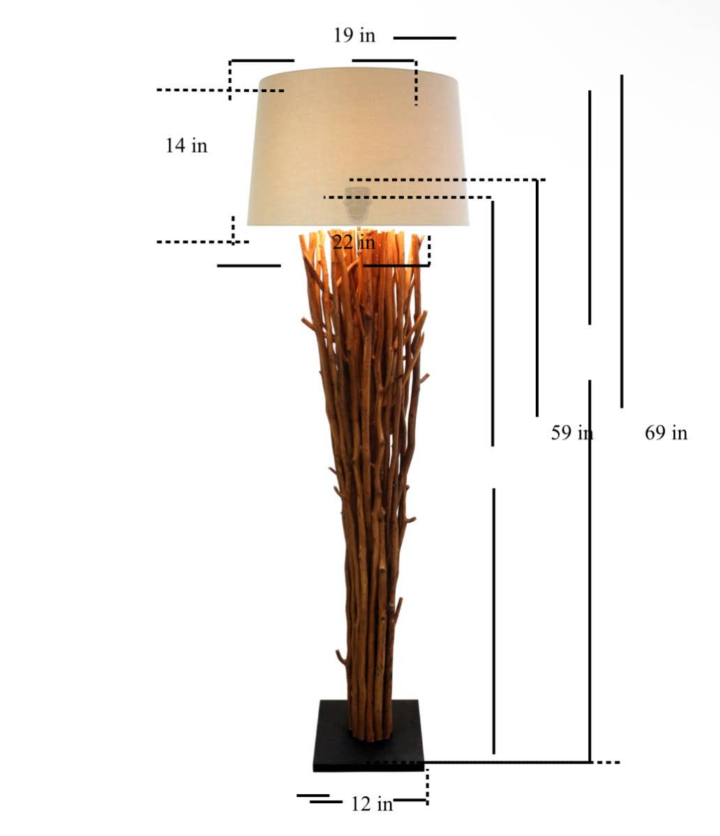 Natural Branch Floor Lamp 69" Tall