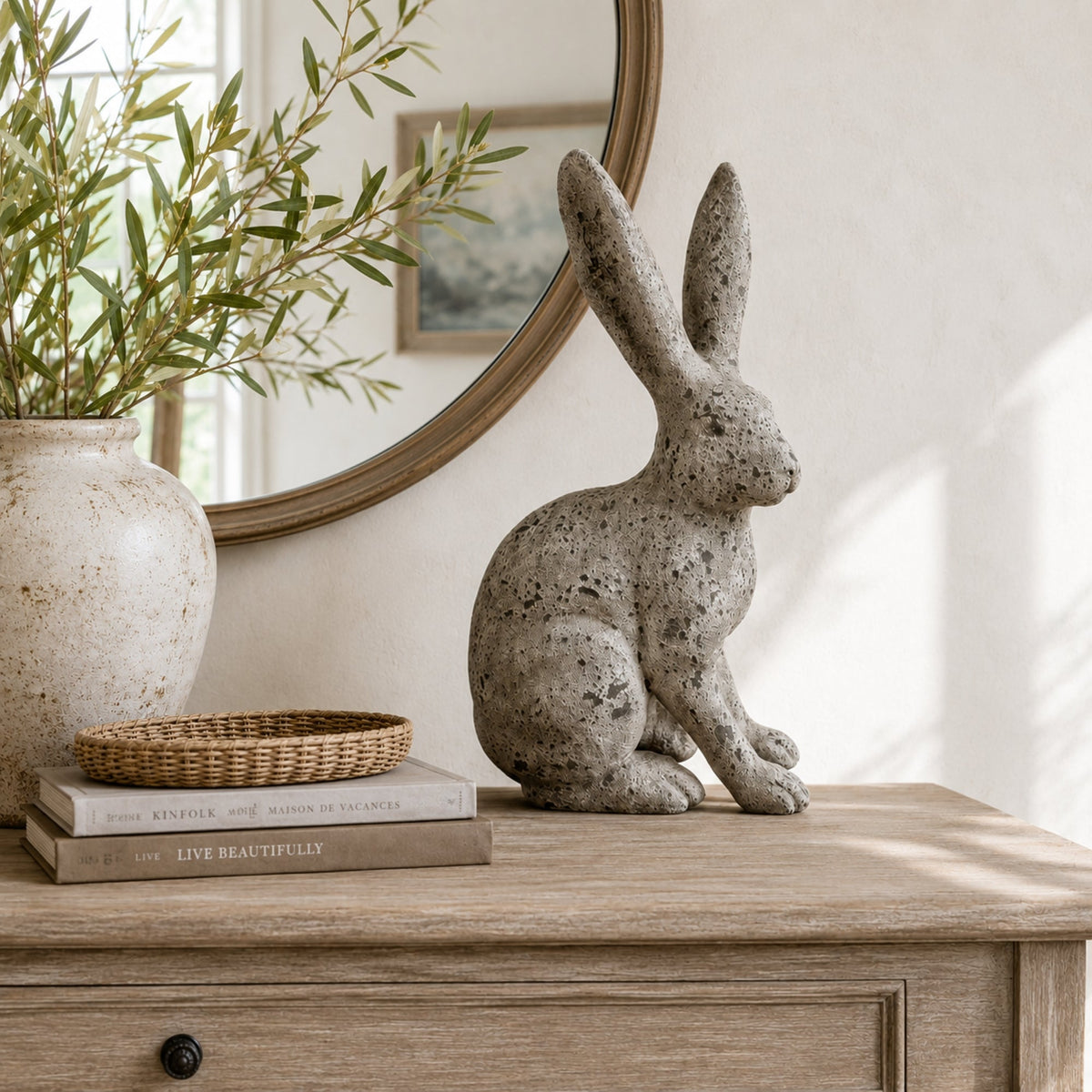 Rustic Resin Rabbit Figurine