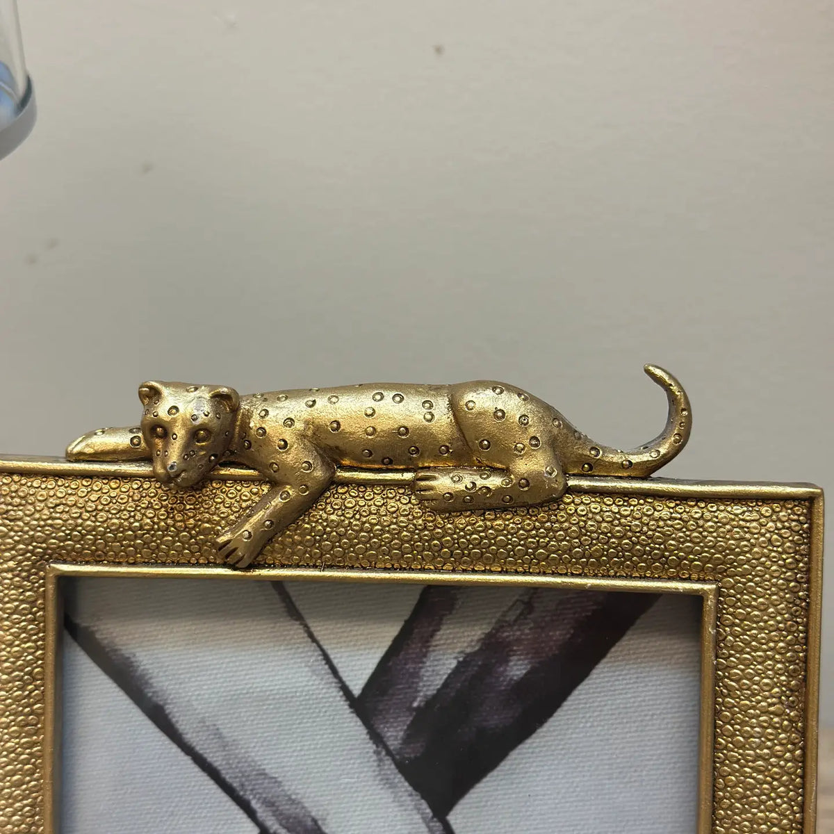 Cornice portafoto leopardata color oro di lusso