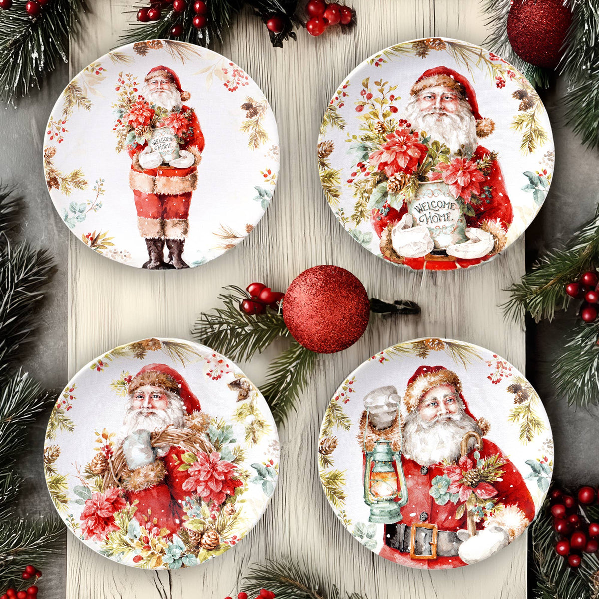 A Christmas Story Santa Dessert Plate 9" - Set of Four
