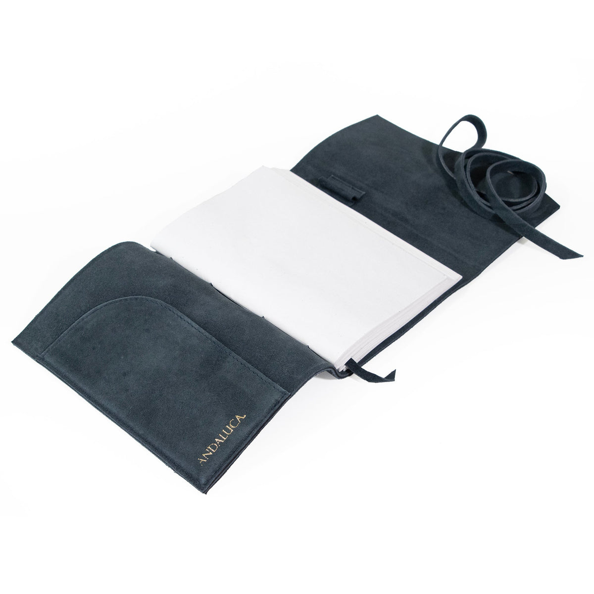 Journal en daim gris bleu avec papier en coton biologique : Grand format