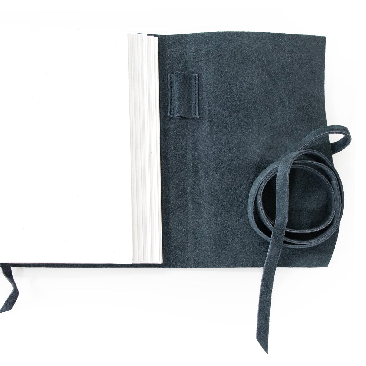 Journal en daim gris bleu avec papier en coton biologique : Grand format