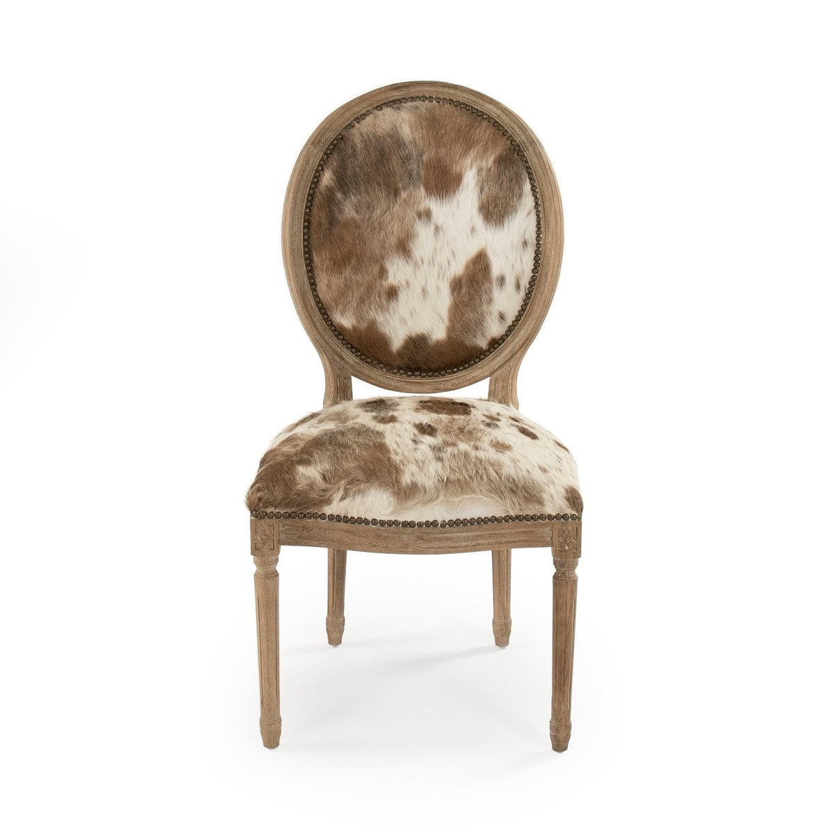 Medallion Cowhide Oak Side Chair