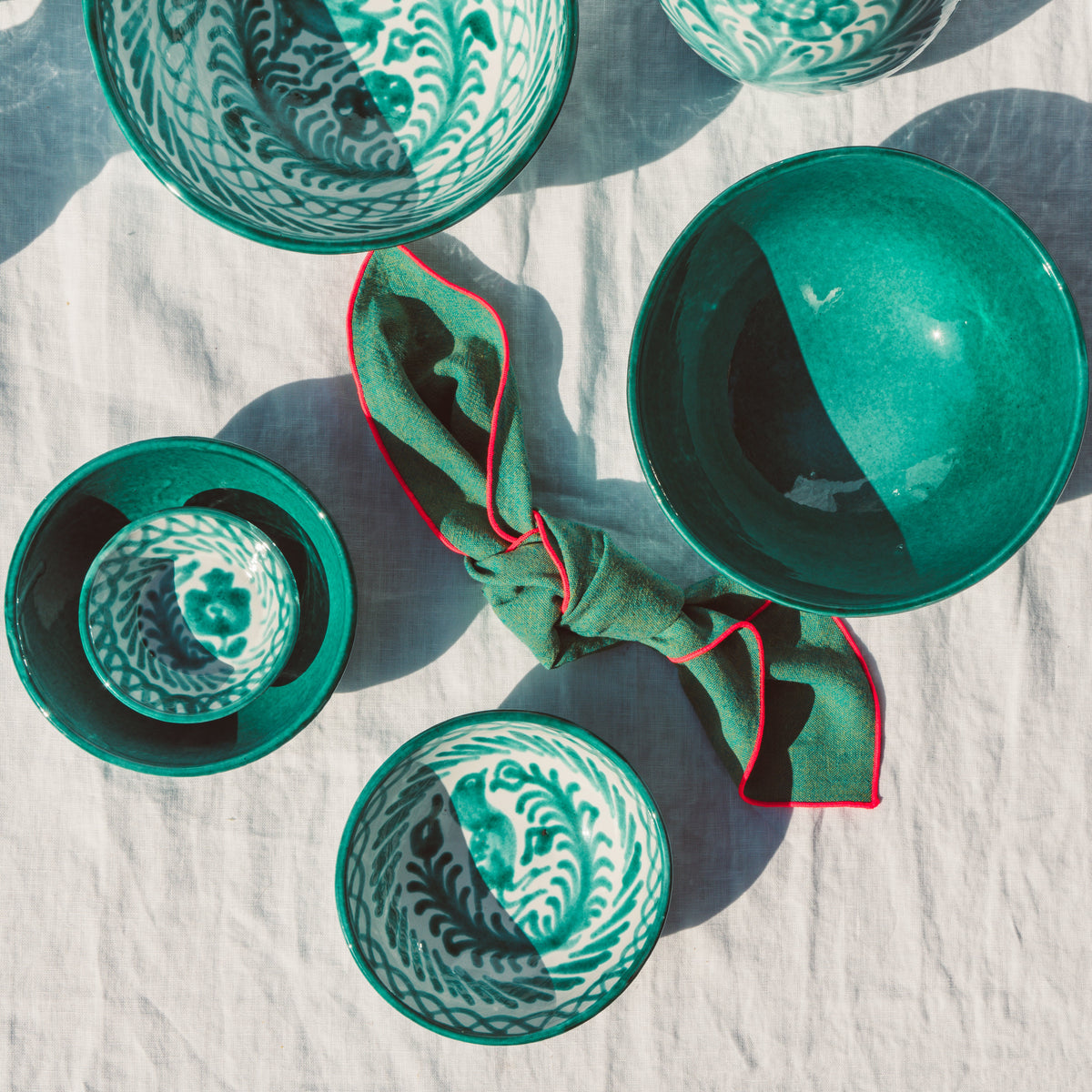 Medium bowl with green glaze