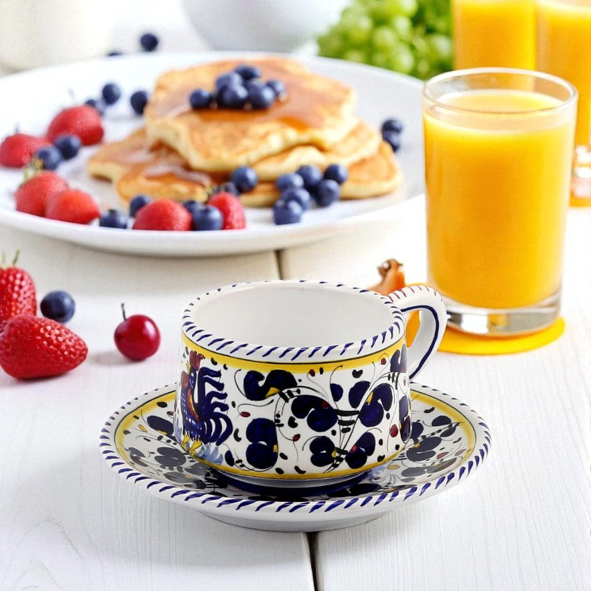 ORVIETO BLUE ROOSTER: Cup and Saucer