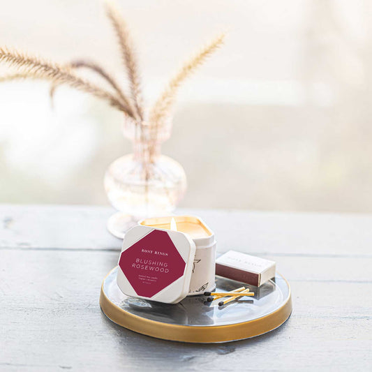 Petite bougie en étain - Bois de rose délicat