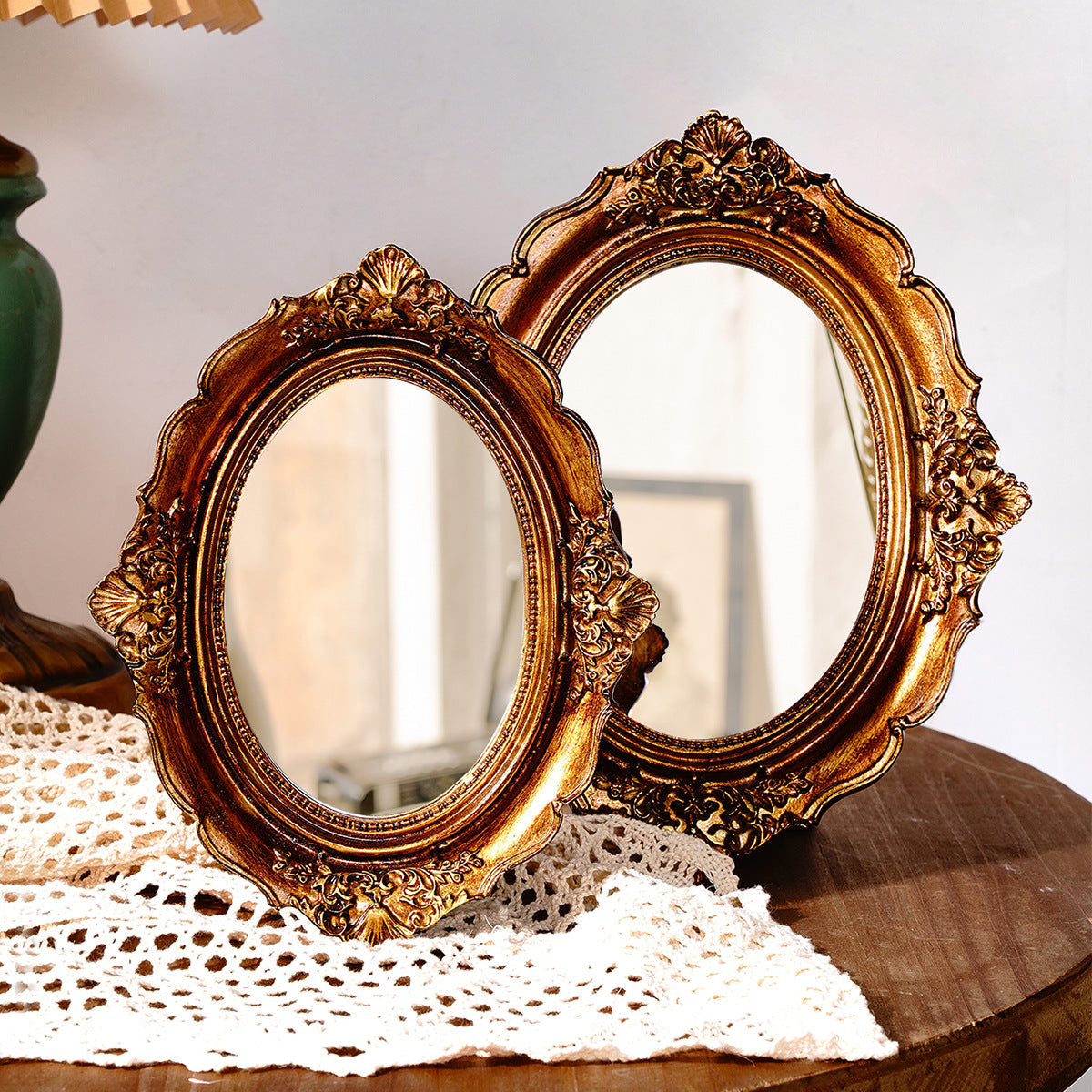 Vintage Style Ornate Oval Table Mirror
