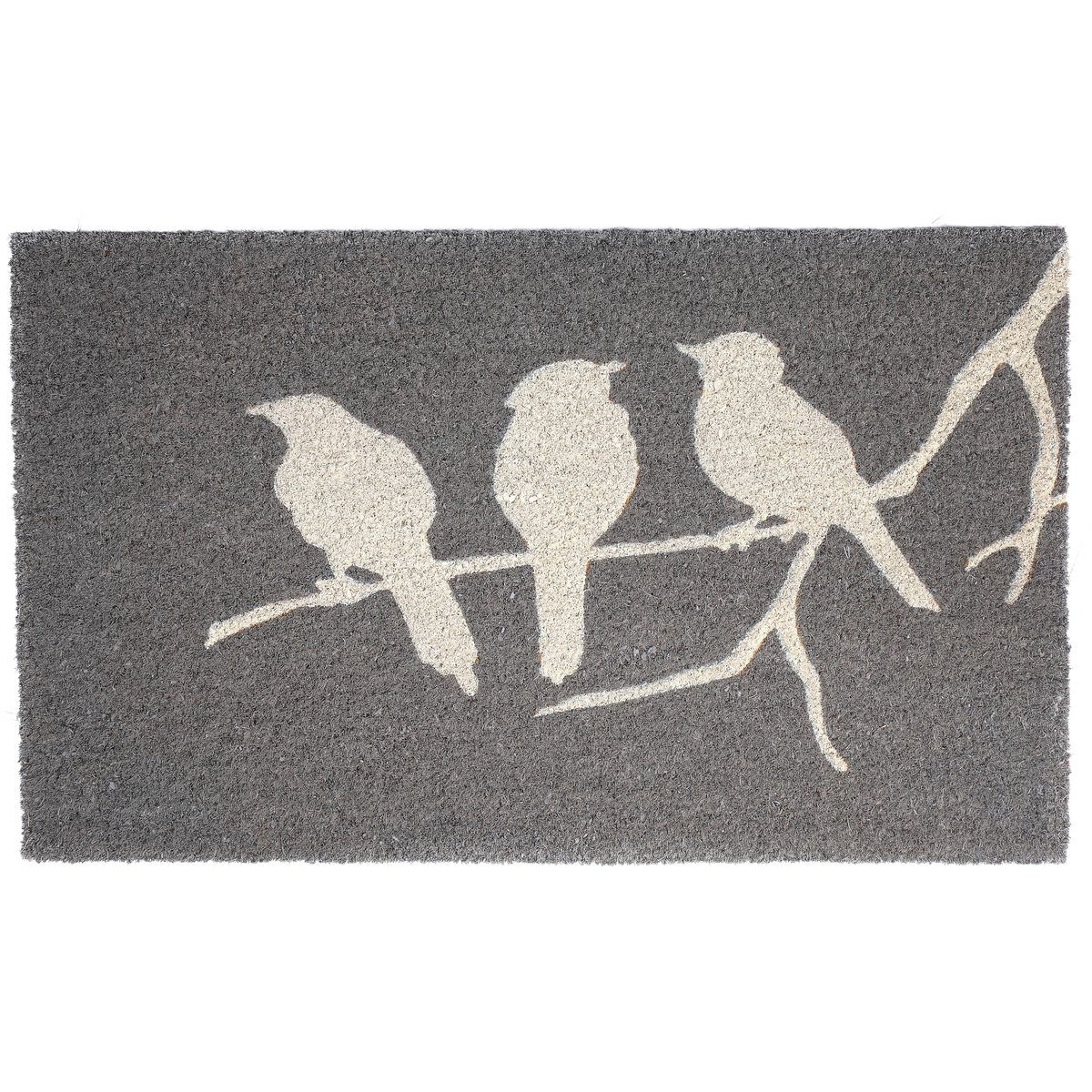Paillasson en fibre de coco gris - Oiseaux sur branche