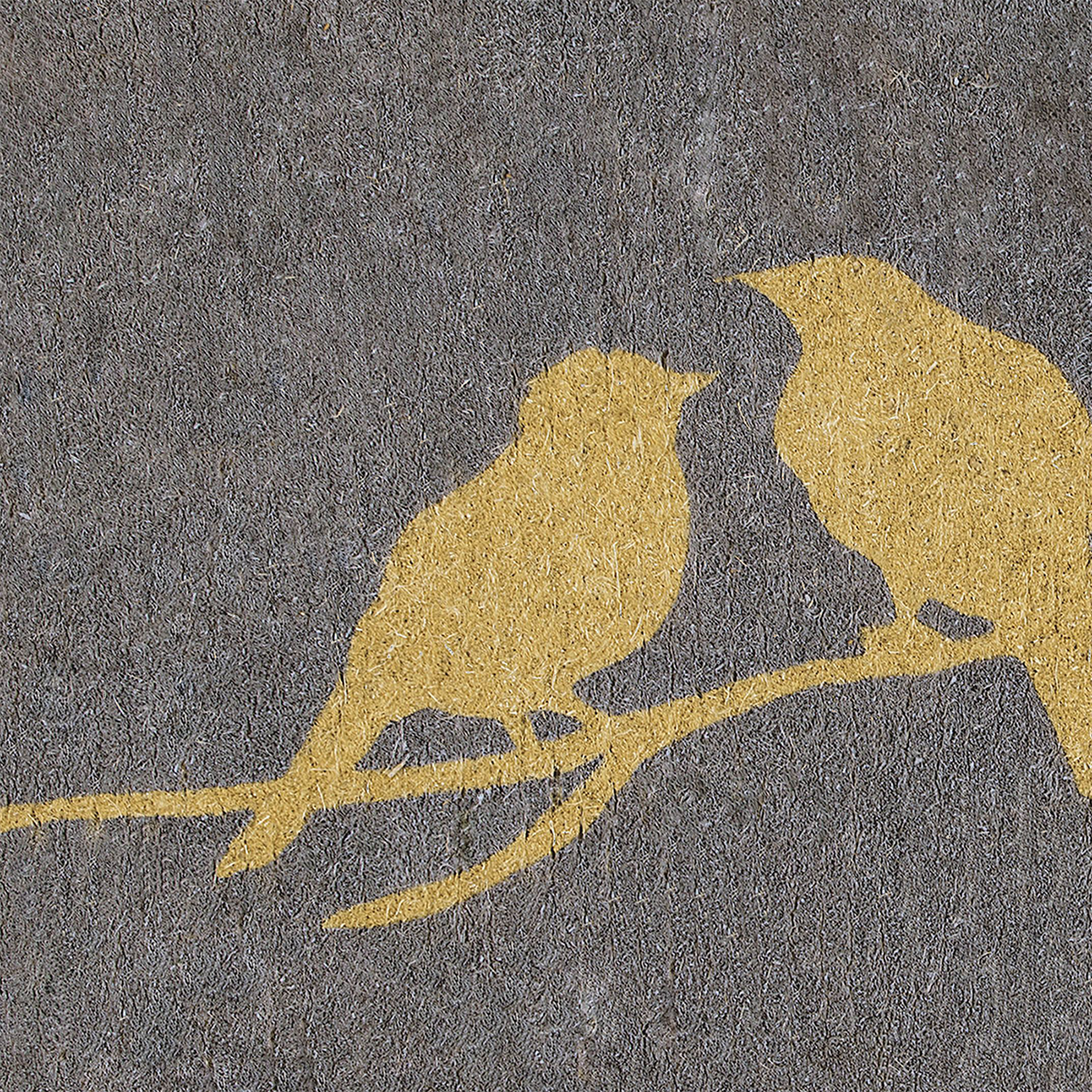 Paillasson en fibre de coco gris - Oiseaux sur branche