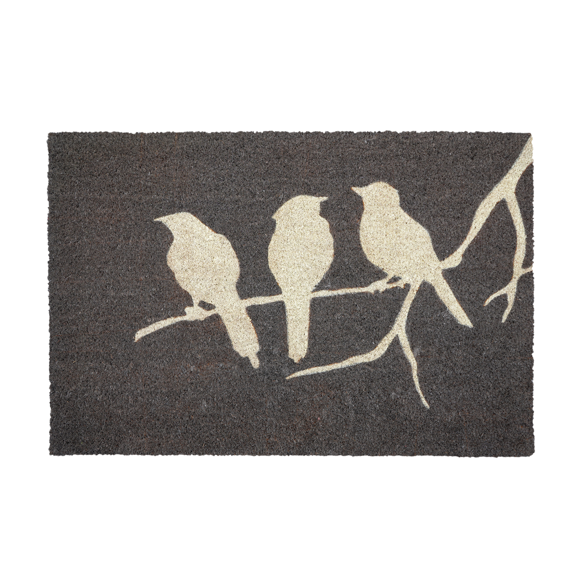 Paillasson en fibre de coco gris - Oiseaux sur branche
