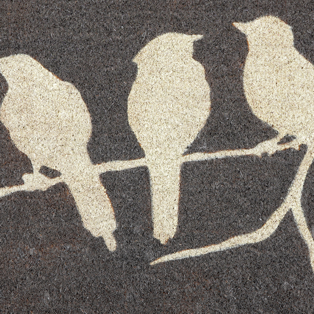 Paillasson en fibre de coco gris - Oiseaux sur branche