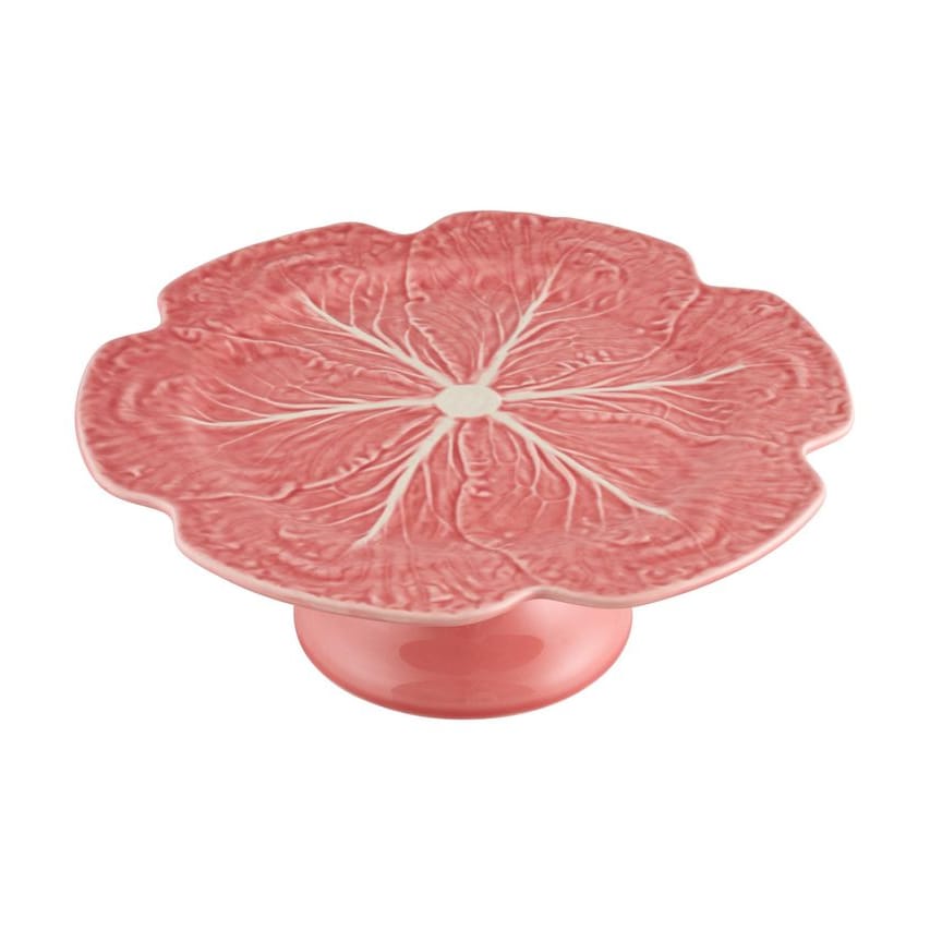 Bordallo Pinheiro Pink Cabbage Cake Stand 12" - Handcrafted