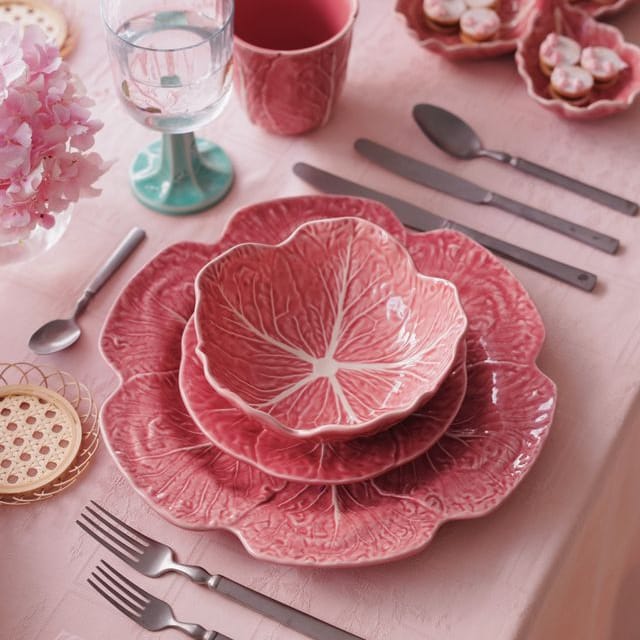 Bordallo Pinheiro Pink Cabbage Olive Dish - Handcrafted