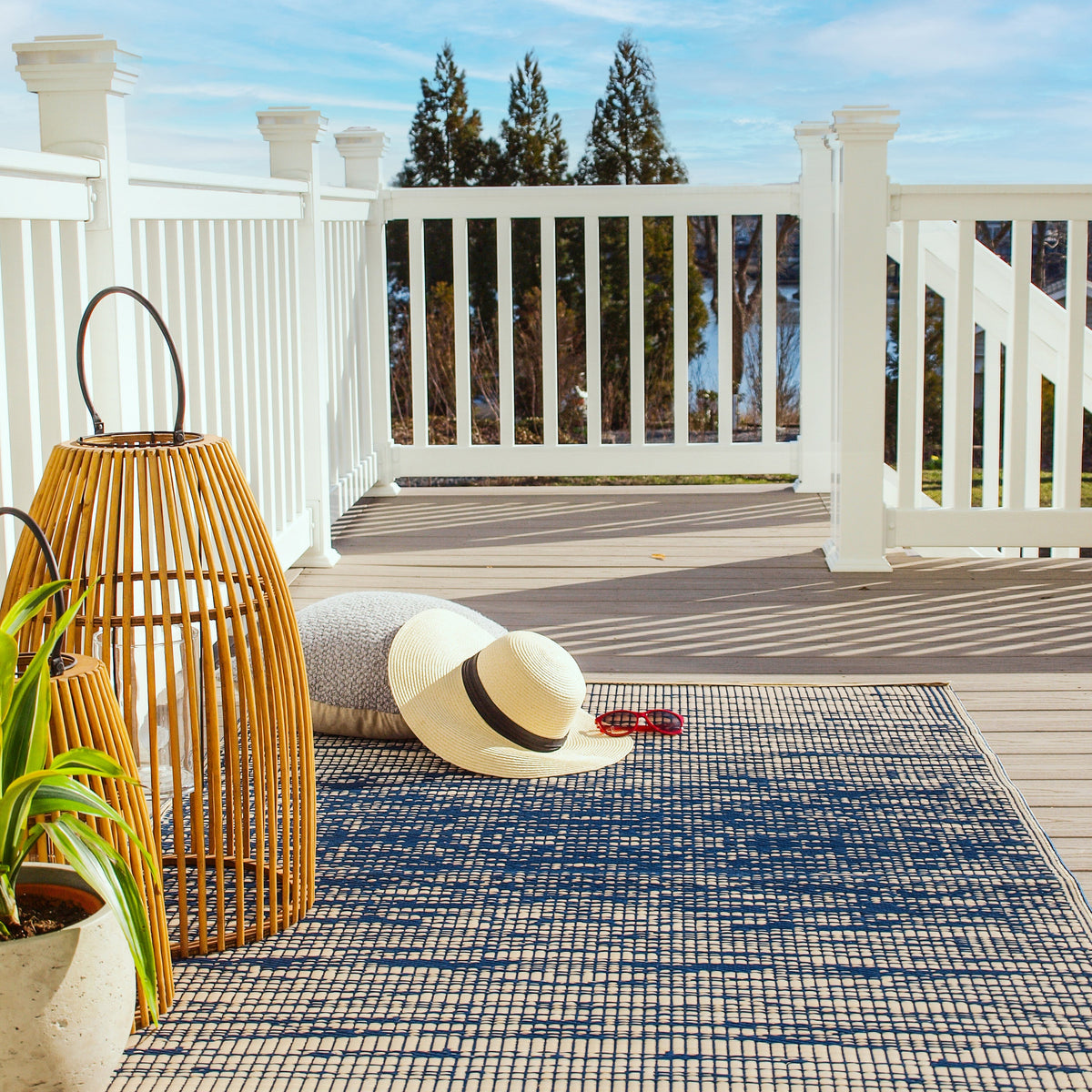 Brooklyn - Blue Abstract Outdoor Rug for Patio