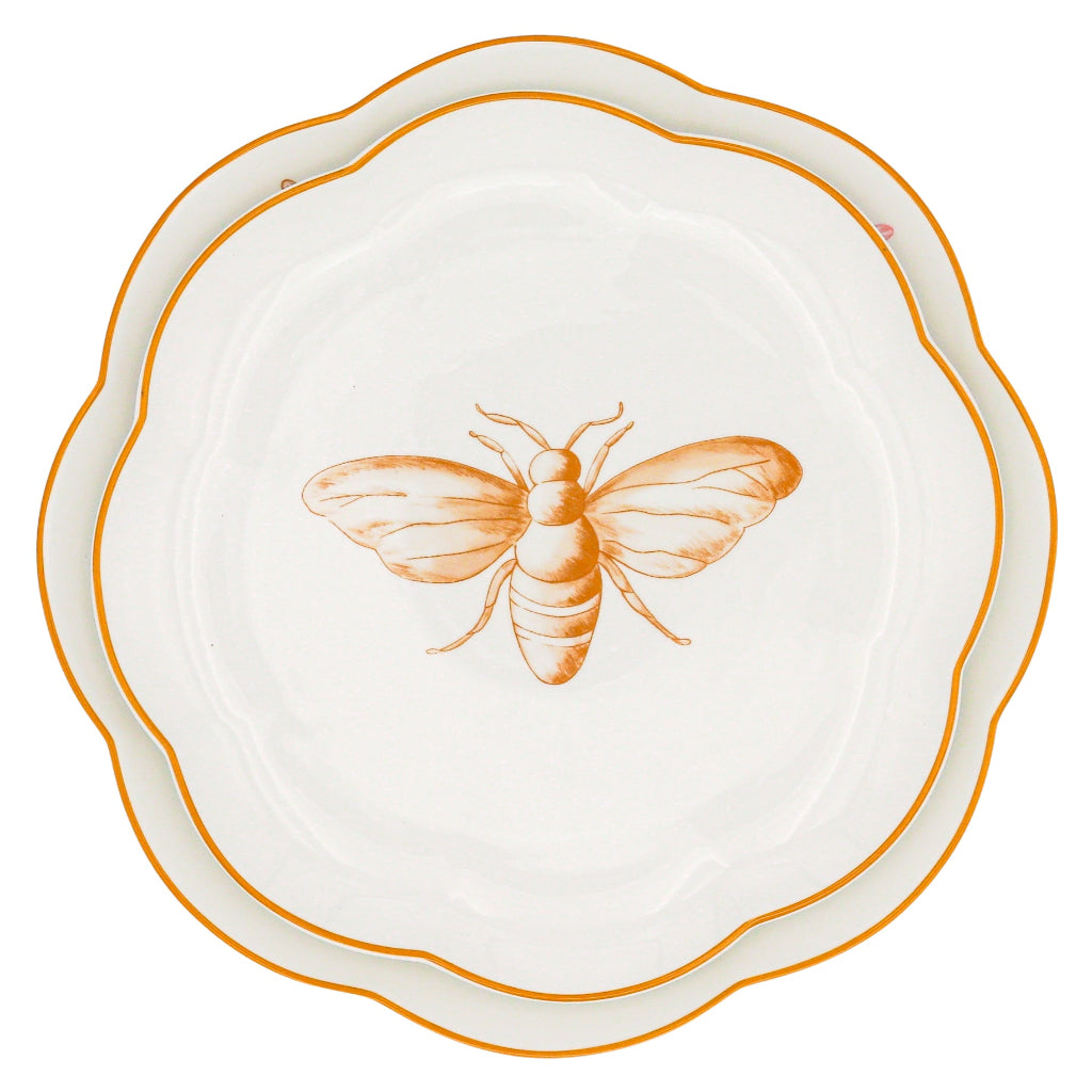 Assiettes à dîner en céramique à bords festonnés Bumble Voyage – Caisse de 12 (+3 assiettes en prime)