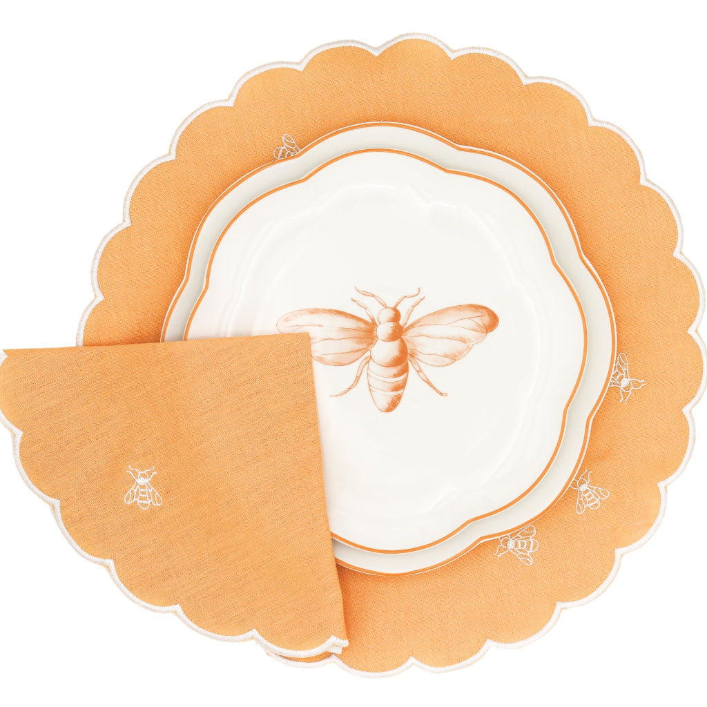 Assiettes à dîner en céramique à bords festonnés Bumble Voyage – Caisse de 12 (+3 assiettes en prime)
