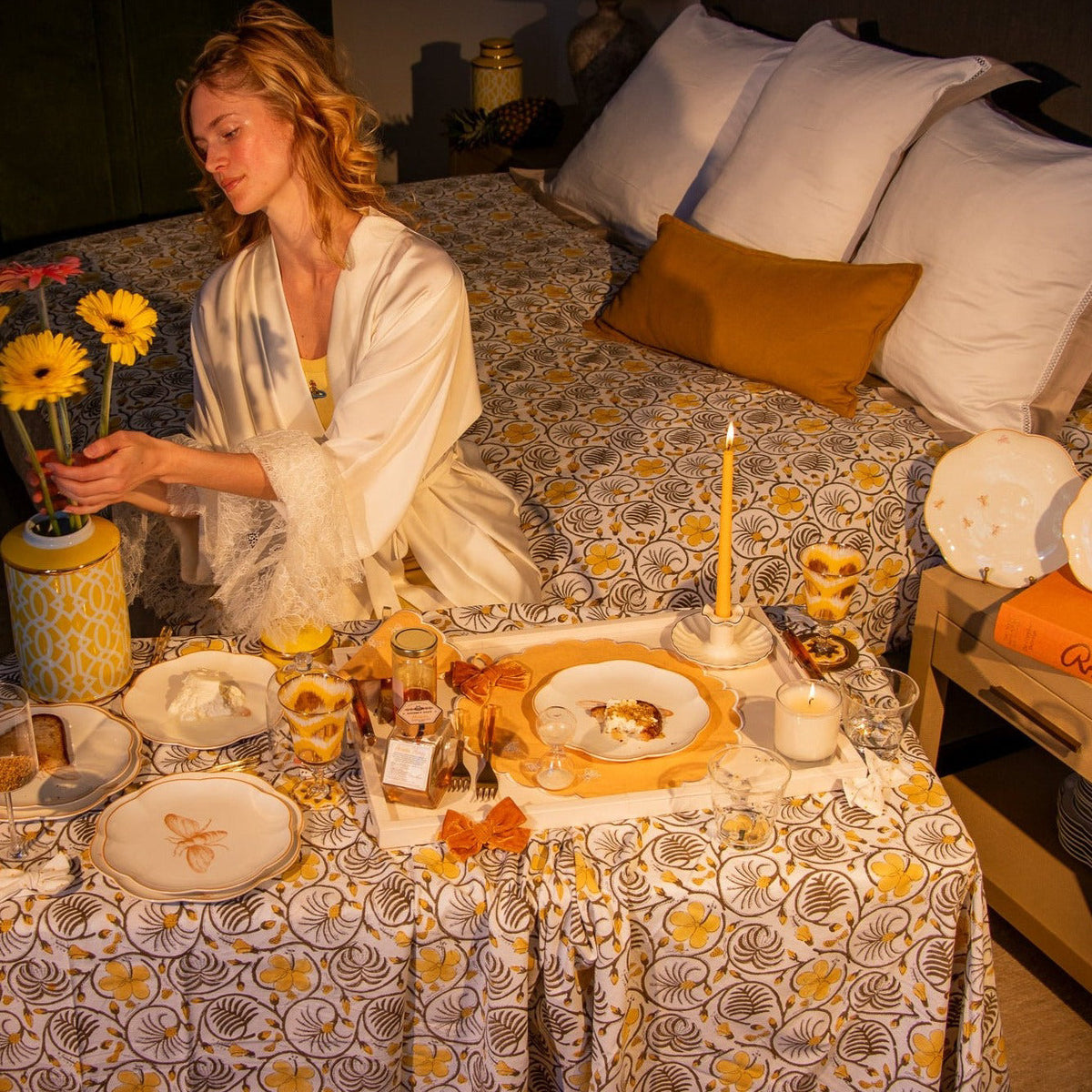 Assiettes à dîner en céramique à bord festonné Bumble Voyage – Lot de 4 (+ 1 assiette offerte)
