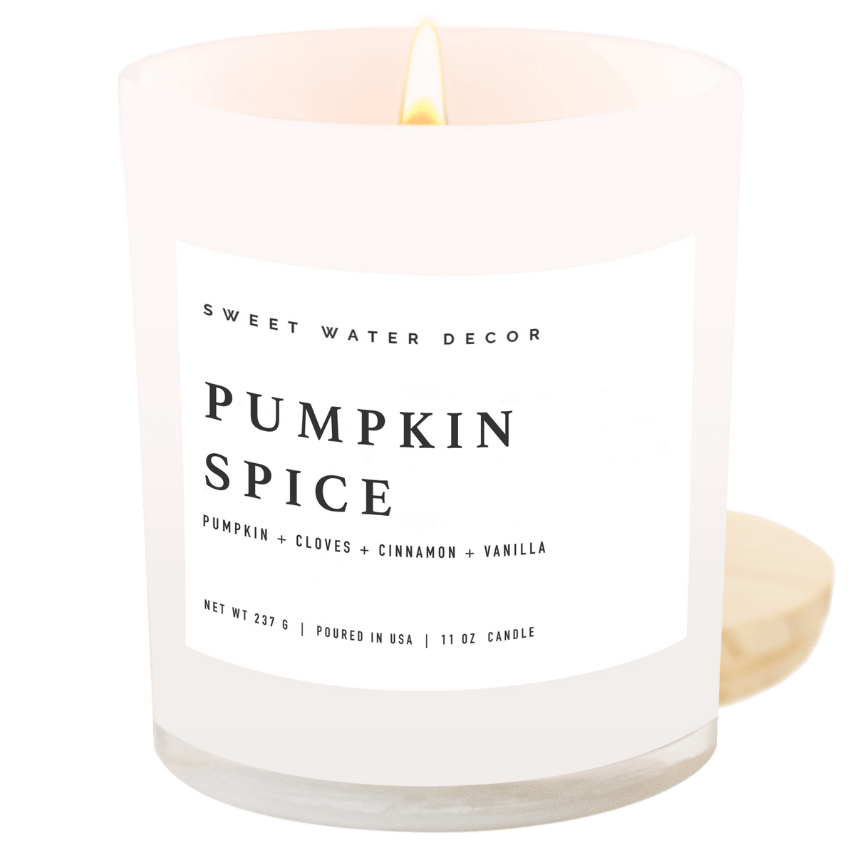 Bougie au soja aux épices de citrouille – Pot blanc – 11 oz