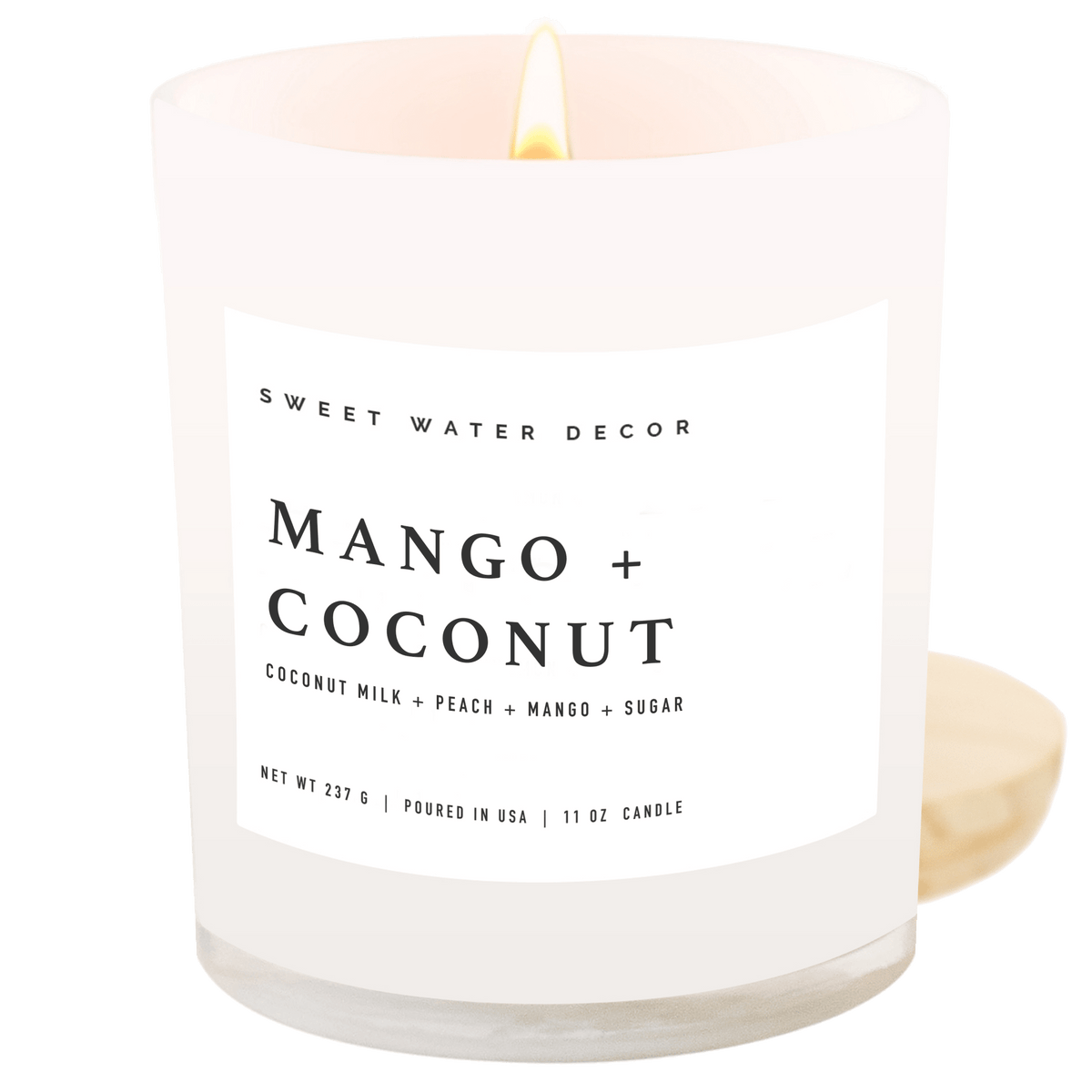 Bougie au soja à la mangue et à la noix de coco – pot blanc – 11 oz