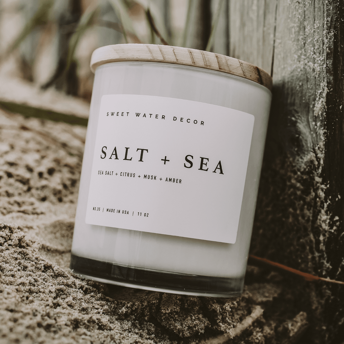 Candela profumata al sale e mare - Vaso bianco - 11 once