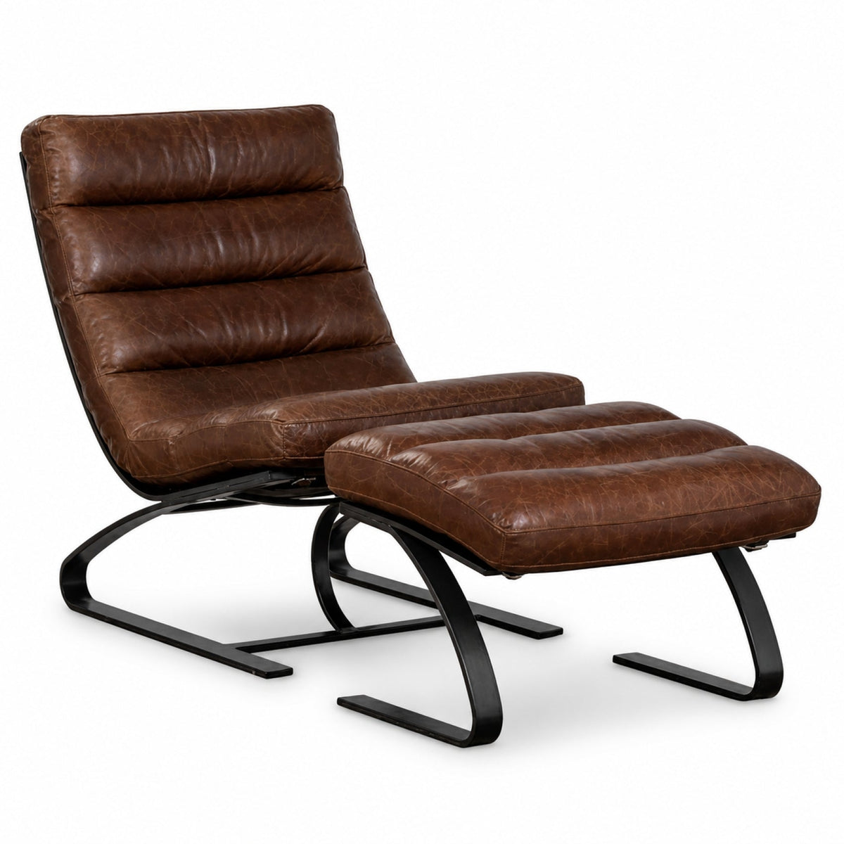 Lavello Leather Chair and Stool Set