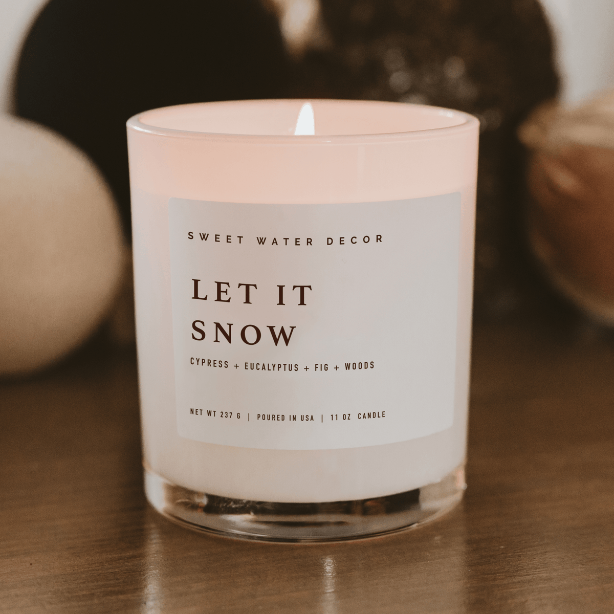 Bougie parfumée au soja « Let It Snow » – Pot blanc – 312 g
