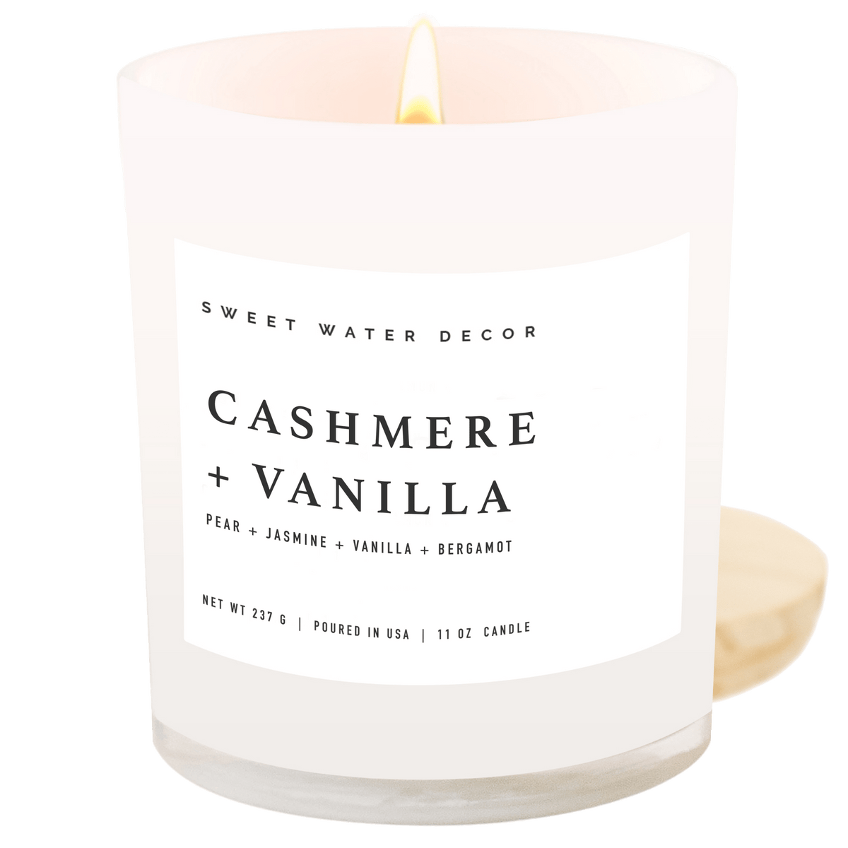 Candela in cera di soia al cashmere e vaniglia - Vasetto bianco - 312 g