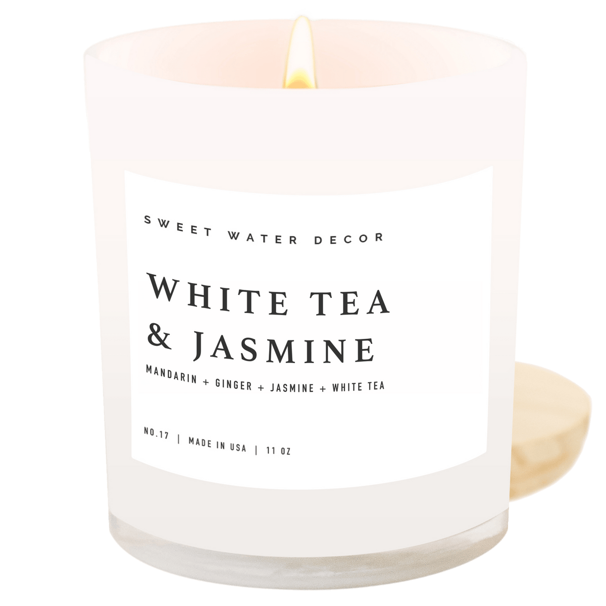 Bougie au soja Thé blanc et Jasmin - Pot blanc - 312 g