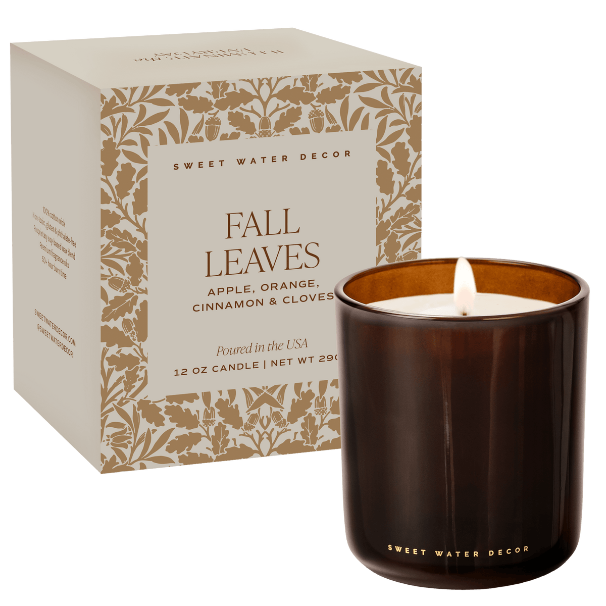 Bougie au soja feuilles d'automne - Pot en verre ambré dans un coffret - 340 g
