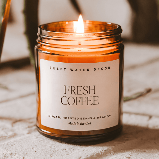 Candela di soia al profumo di caffè fresco - Vasetto ambrato - 9 oz