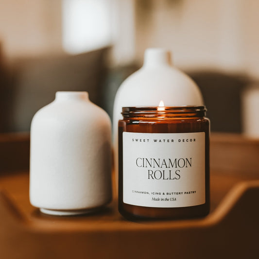 Candela di soia ai cinnamon rolls - Vasetto ambrato - 9 oz (255 g)
