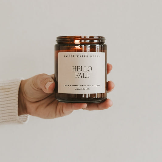Bougie au soja Hello Fall - Pot ambré - 9 oz