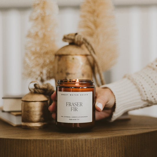 Candela di soia all'abete di Fraser - Vaso ambrato - 255 g