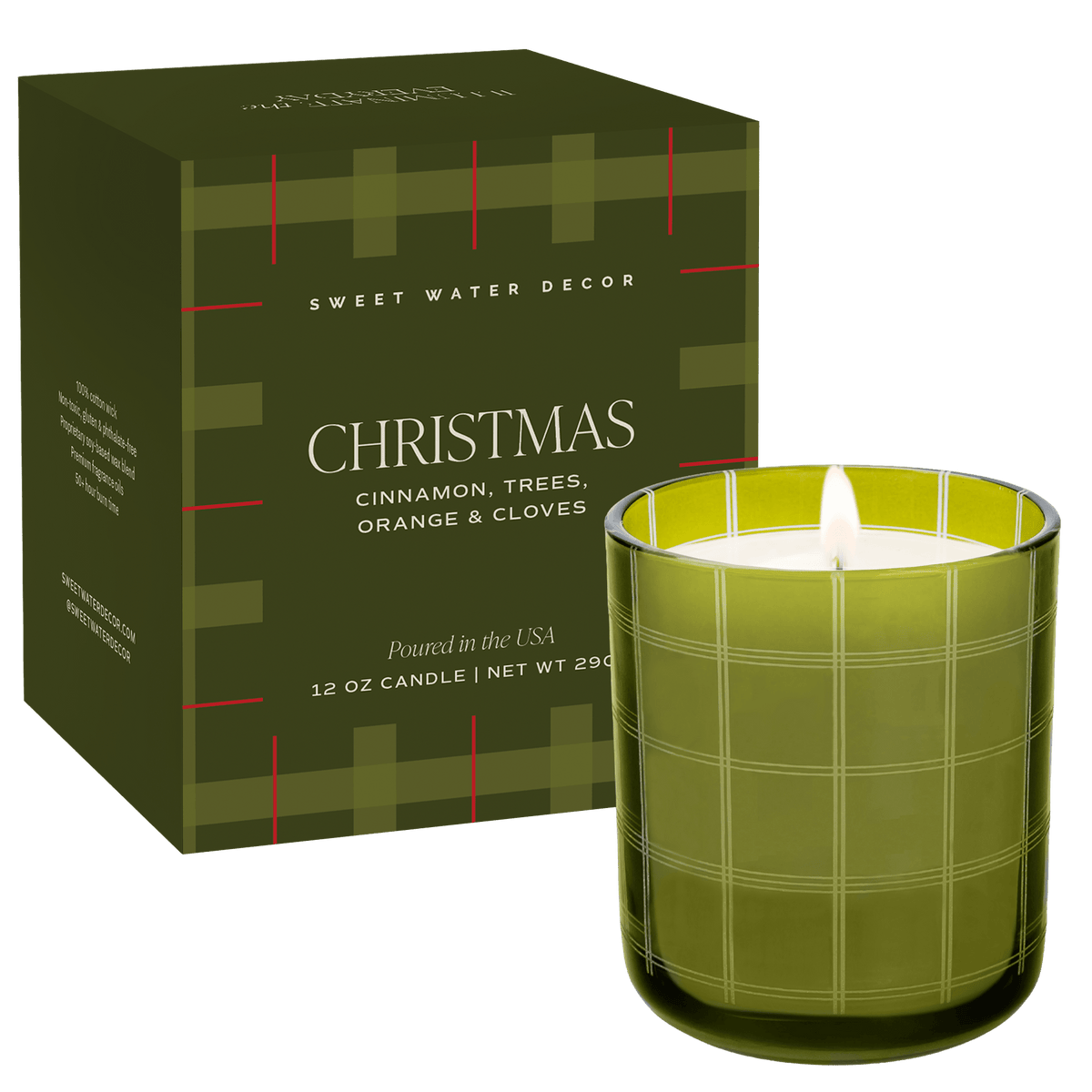 Bougie de Noël en cire de soja - Pot en verre teinté en coffret - 340 g