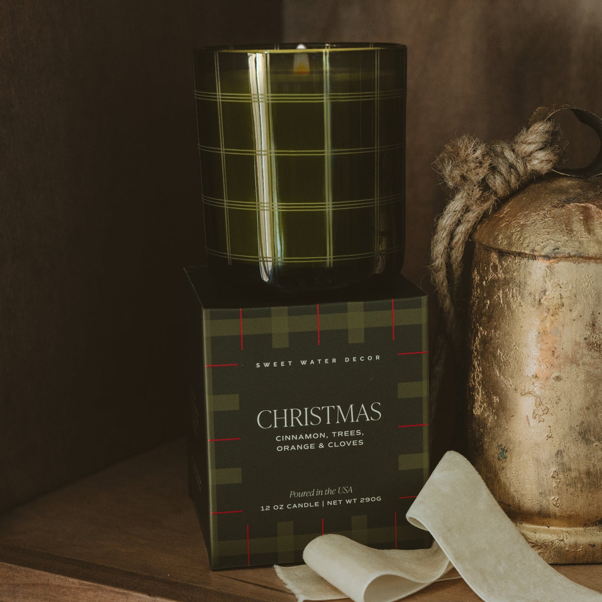 Bougie de Noël en cire de soja - Pot en verre teinté en coffret - 340 g
