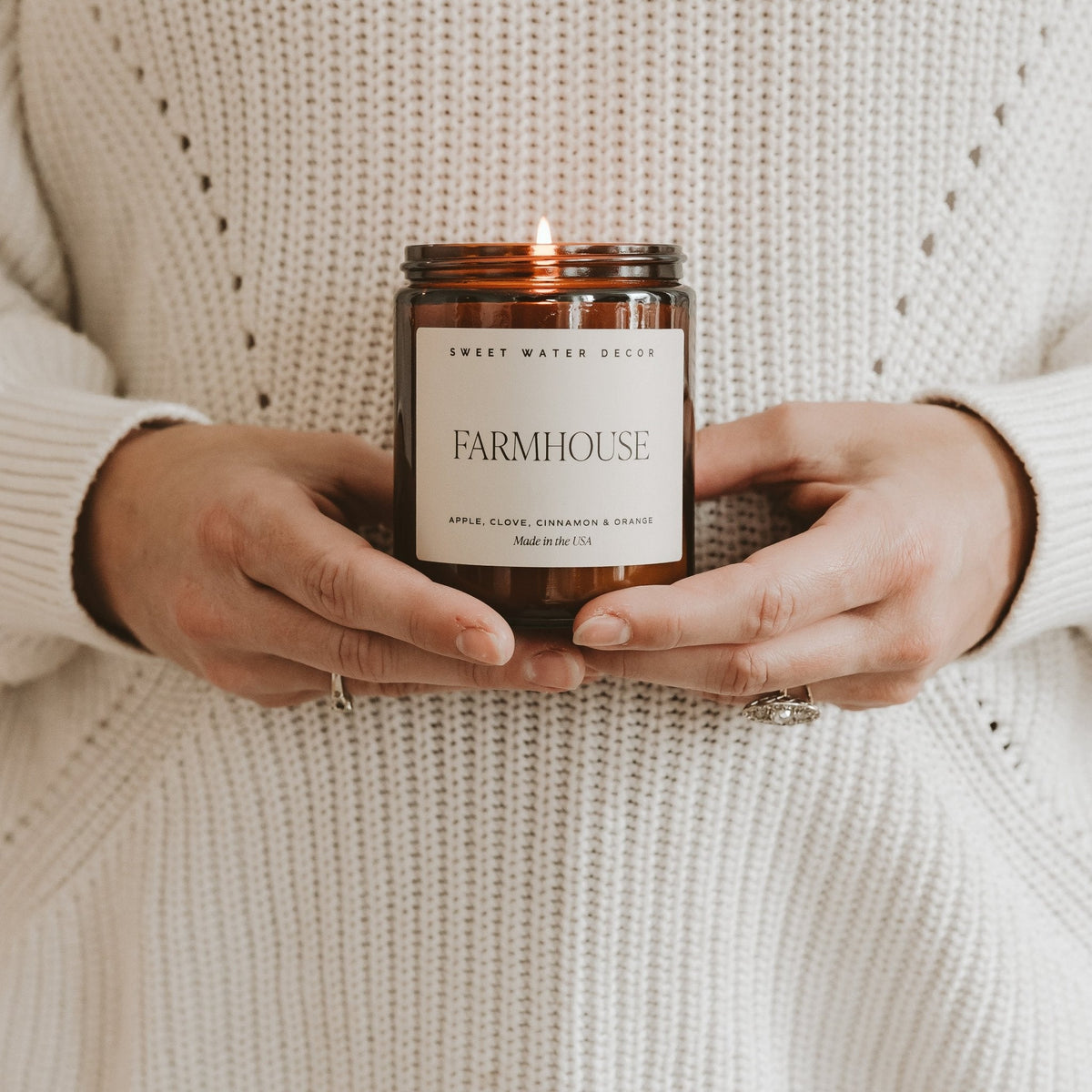 Candela di soia stile rustico - Barattolo in ambra - 9 oz