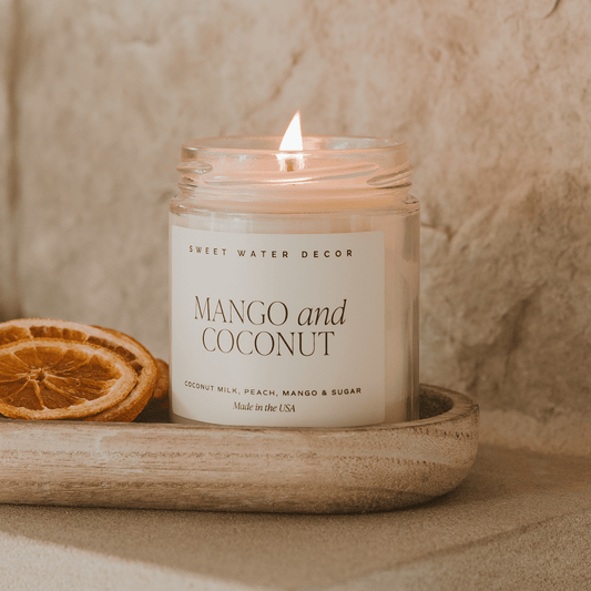 Bougie au soja mangue et noix de coco – pot transparent – 9 oz