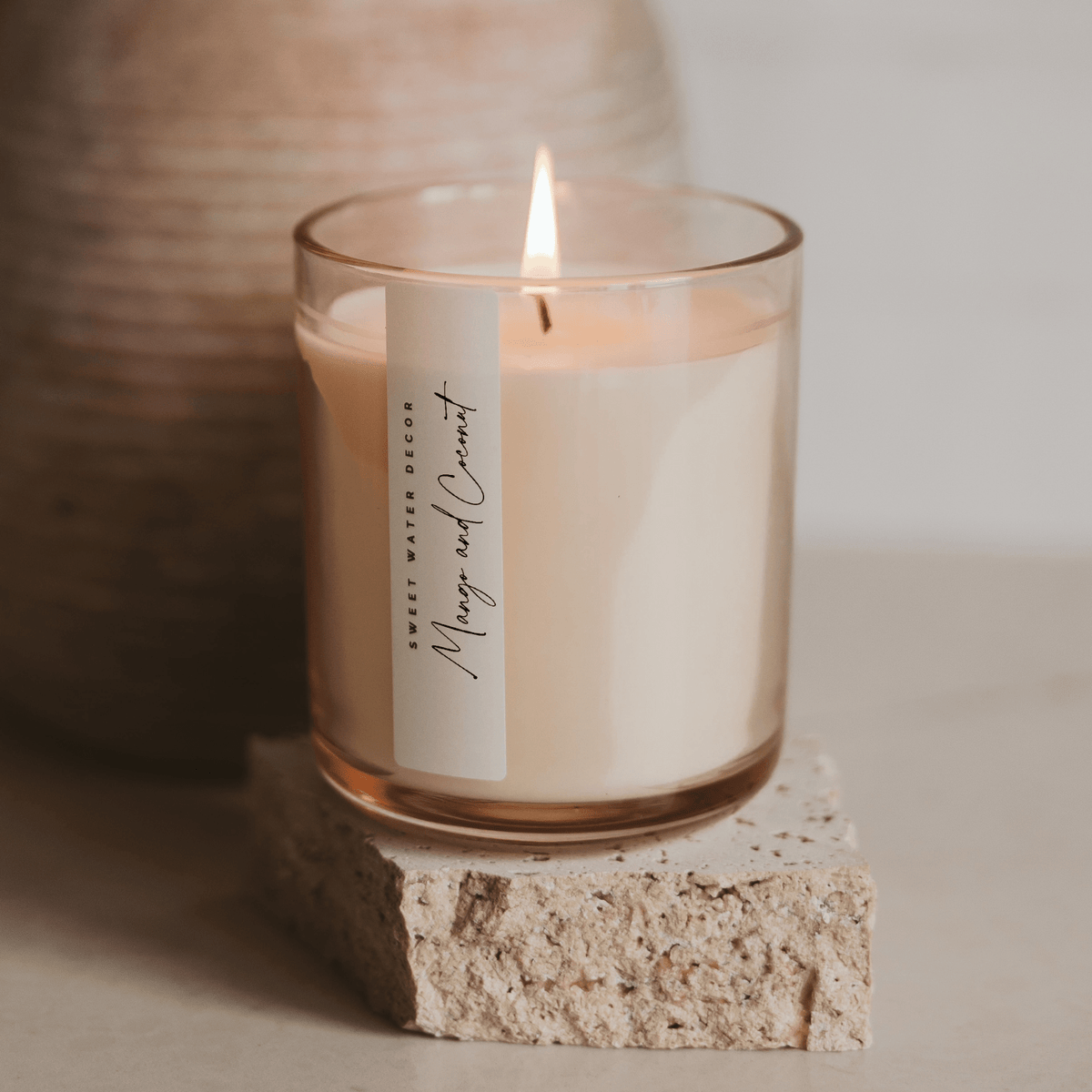 Candela di soia al mango e cocco - Barattolo in vetro colorato - 340 g