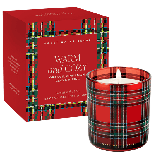 Warm and Cozy Soy Candle - Boxed Tinted Glass Jar - 12 oz