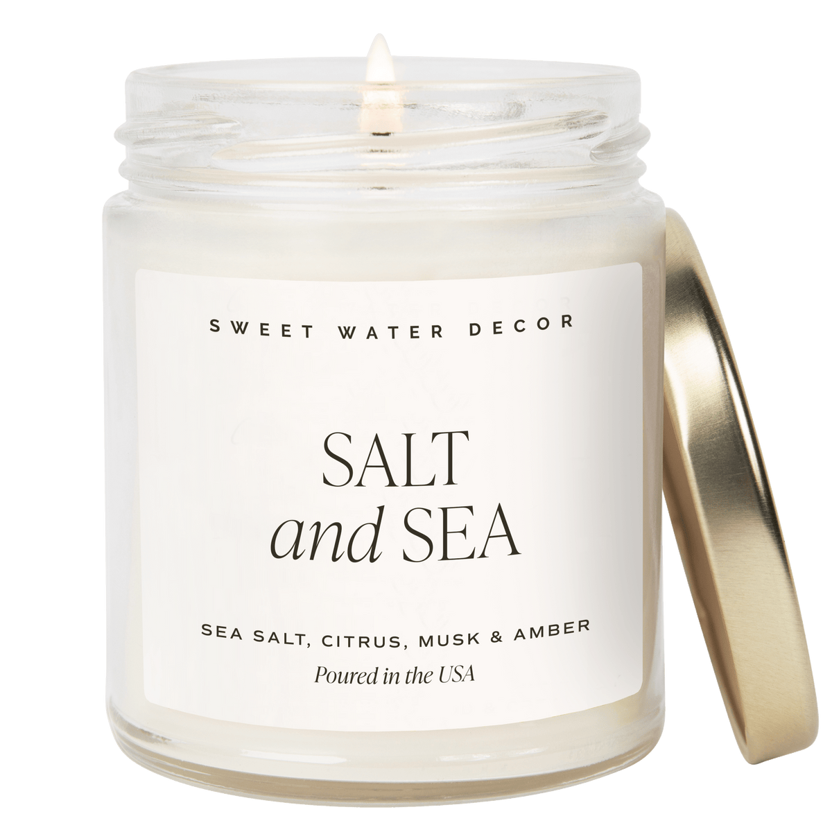 Bougie au sel et à la mer à la cire de soja – pot transparent – 9 oz