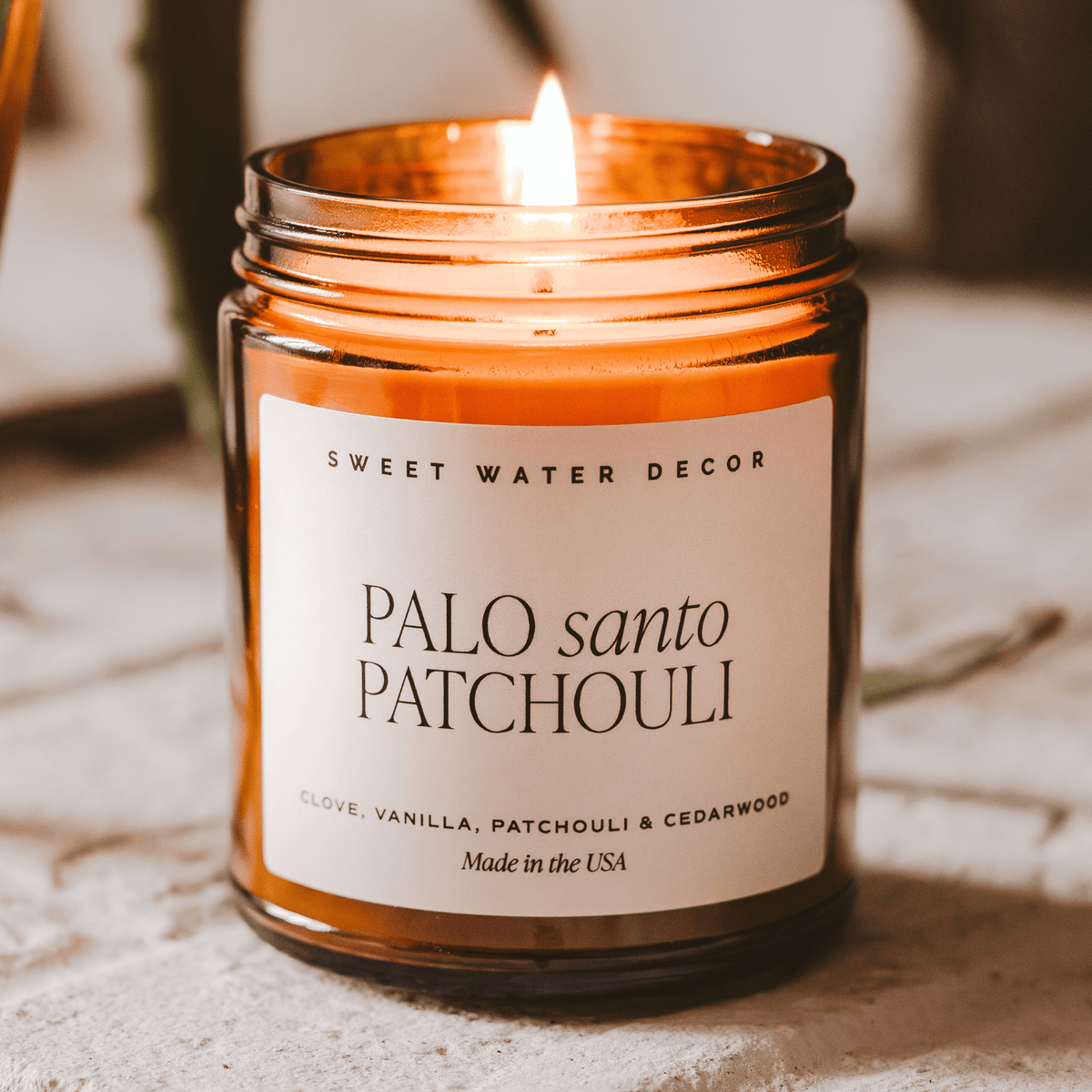 Bougie au soja Palo Santo et Patchouli - Pot ambré - 9 oz