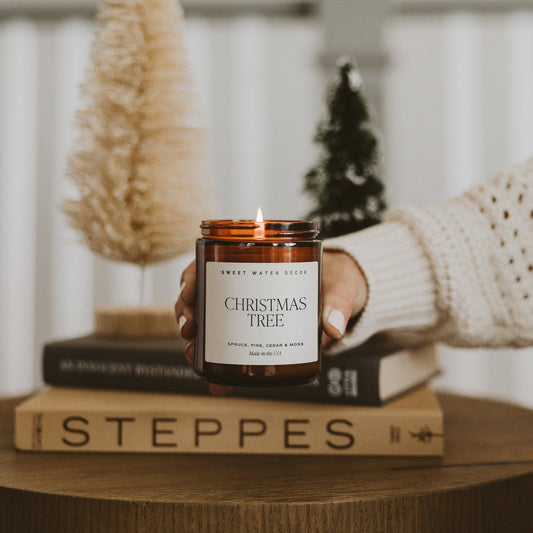 Bougie au soja Sapin de Noël - Pot ambré - 255 g