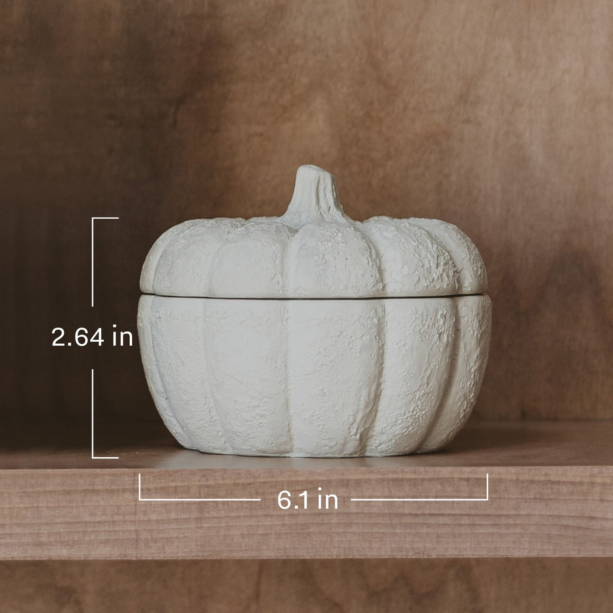Bougie en cire de soja Cachemire et Vanille - Pot en ciment en forme de citrouille - 383 g