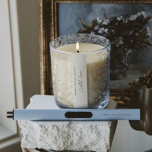 Candela alla soia Coastal Lemon - Barattolo in vetro colorato blu - 12 oz