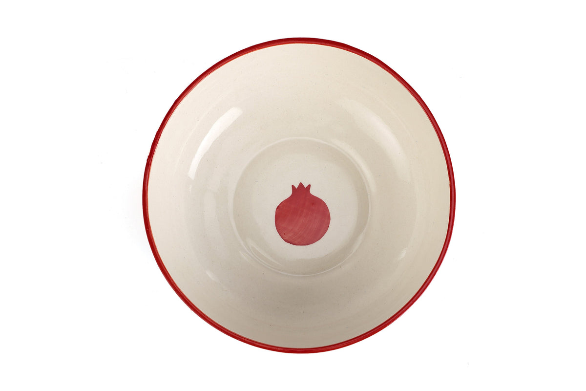 Anaar Bowl | Red Handpainted Stoneware Serving | 7 Inch (Set of 2)