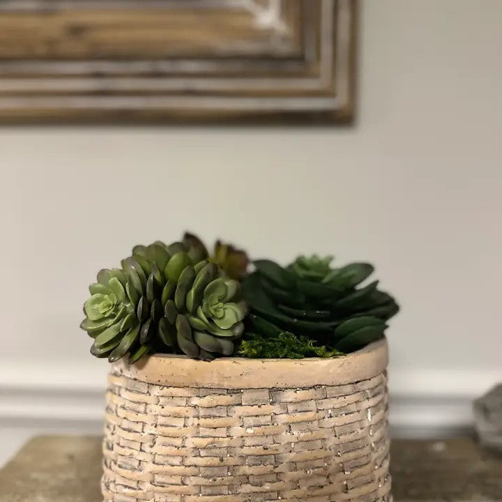 Narrow Cement Basket Planter