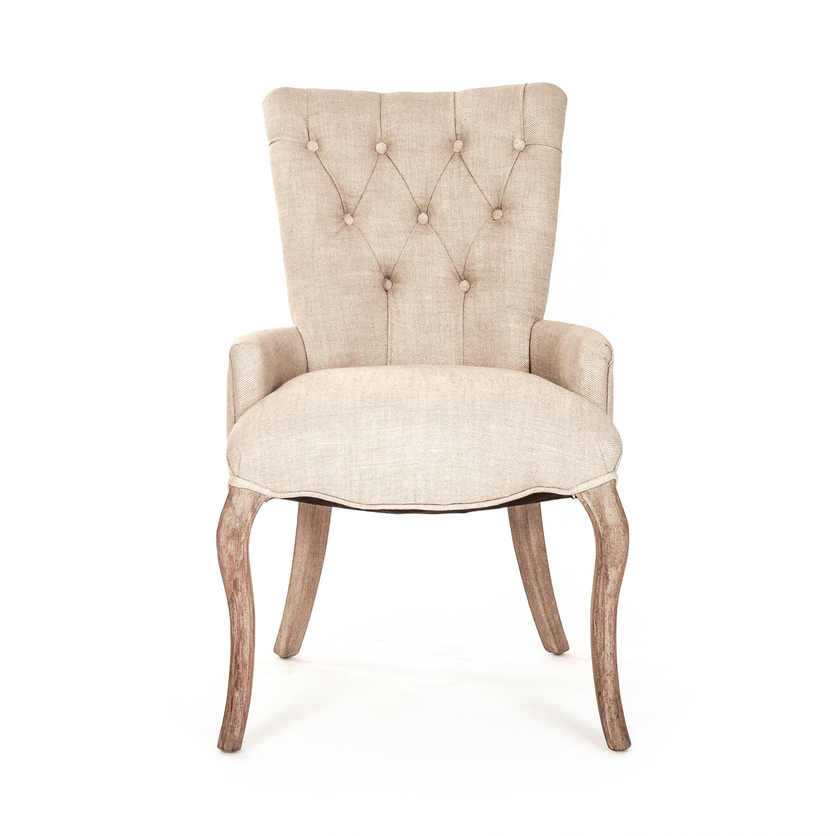 Iris Tufted Natural Linen Oak Chair