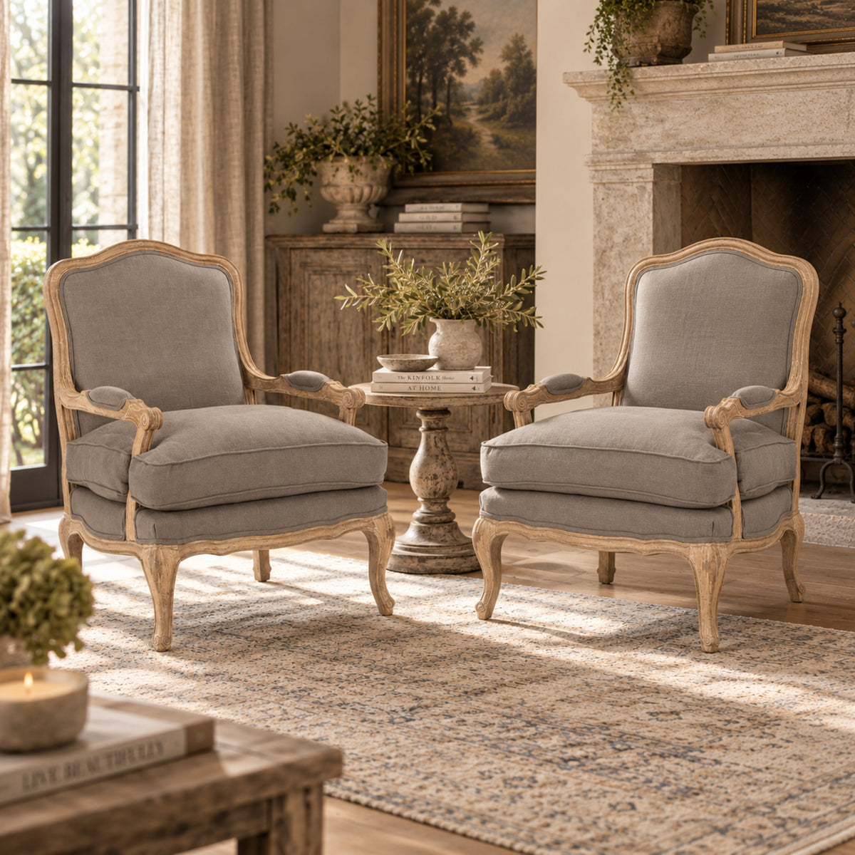 Bastille Warm Taupe Linen Arm Chair