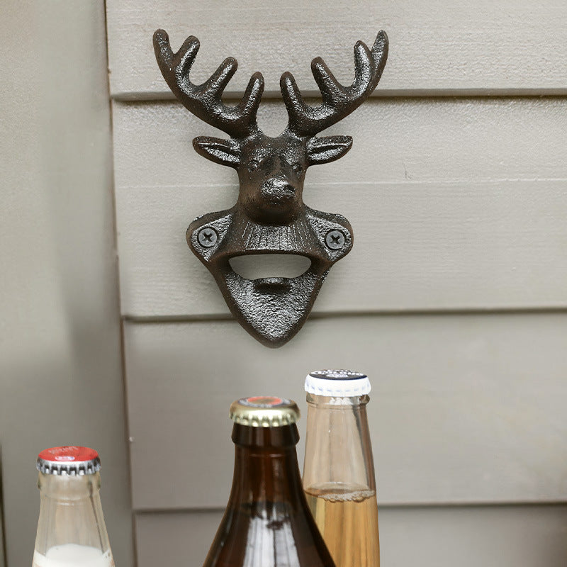 Cast Iron Deer Head Wall-Mounted Bottle Opener
